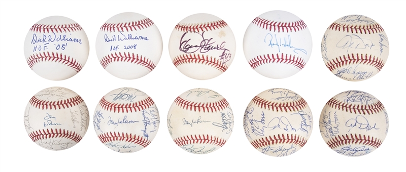 Lot of (10) Oakland Athletics Signed Baseballs Including (6) Team Signed Balls from 1974, 1975, 1988 & 1990 Including Rickey Henderson, Mark McGwire, Eckersley, etc (JSA Auction LOA)